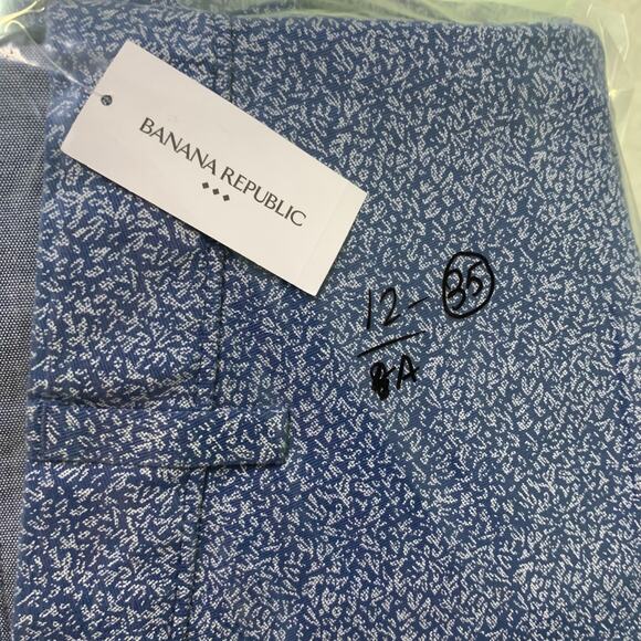 NWT Banana Republic Men’s Sz 35 AIDEN STRETCH‎ MULTI BLUE PRINT SHORTS - Picture 9 of 9